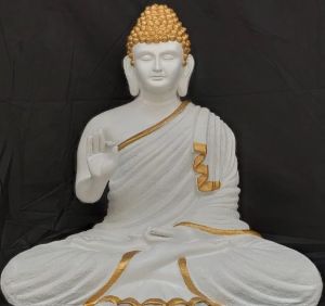 Polyresin Blessing Buddha Statue | Gold&White