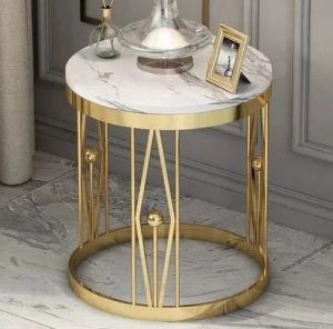 Round White Marble Side Table