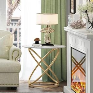 side table White Marble and Gold Frame
