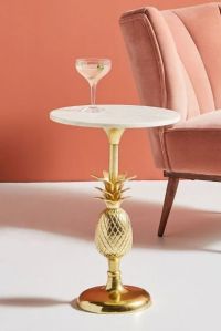 Vintage Solid Brass Pineapple Side Table