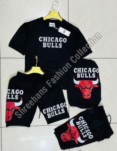 Black Bulls Printed Half Sleeves T-Shirt & Shorts