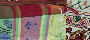 hand embroidery kantha stitch cotton saree