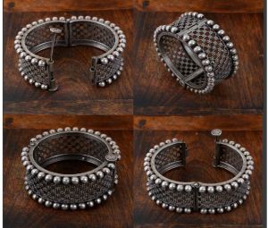 Metal Silver Oxidised Bangles Bracelet