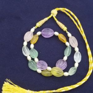 Amethyst Citrine Carving Tumbled Handmade Necklace