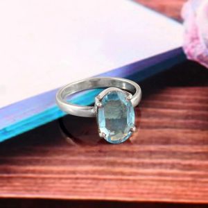 Natural Aquamarine Sterling Silver Ring