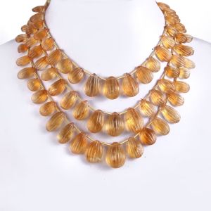 Natural Citrine Carving Hand Carved Necklace