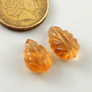 Natural Citrine Carving Leaf Shaped Earrings