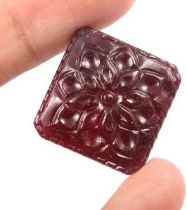 Ruby Square Shape Carving Gemstone