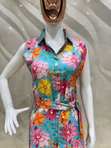 Floral One Piece Dress Middy M L XL XXL