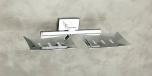 Rectangular Silver Stainless Steel Double Soap Dish