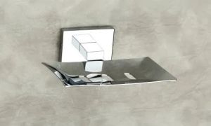 silver stainless steel soap dish