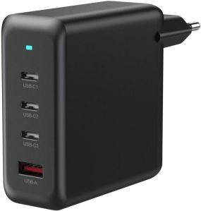 VINOP PD100W 3 USB-C  1 USB-A GaN Super Fast Charger Black EU Plug