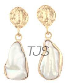 handmade brass pearl earrings