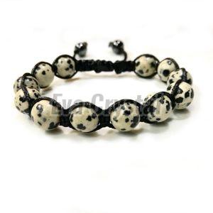 Dalmatian Jasper Adjustable Macrame Bracelets
