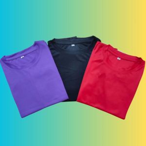 Mens Plain Polyester Round Neck T-Shirts