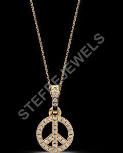 LNP-02 Peace Sign Diamond Pendant Necklace