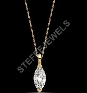LNP-22 Solitaire Marquise Diamond Pendant Necklace