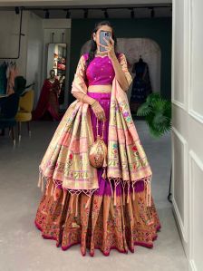 Jacquard Silk Paithani Lehenga