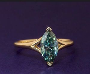 1.33ct CERTIFIED MARQUISE BLUISH GREEN SOLITAIRE DIAMOND GOLD RING