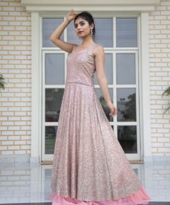 Shimmery Fabric Western Stitched Gown