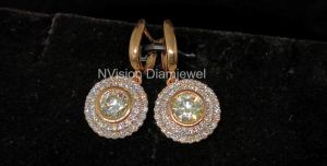 Rose Gold Natural Diamond Solitaire Halo Earrings