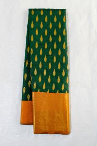 Green and Orange Silk Butta Korvai Saree