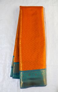Zari Weaving Orange Kanchipuram Silk Saree