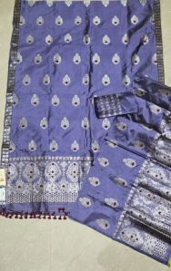 Purple Assamese Silk Mekhela Chadar