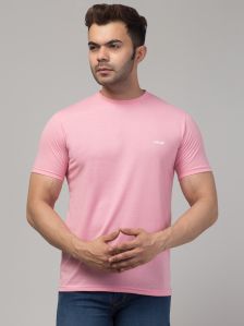 Pink Men Round Neck T-Shirt