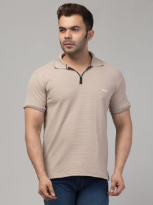 Polyster Brown Mens Polo T-Shirt