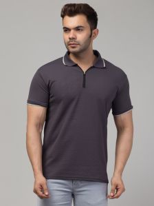 Polyster Grey Mens Polo T-Shirt