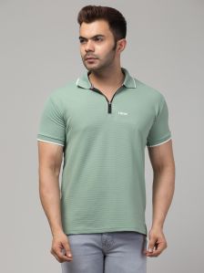 Polyster Teal Mens Polo T-Shirt