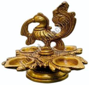 Peacock Design Brass Diya