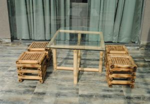 4 Seater Fancy Bamboo Table Chair Set