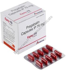 Pregabalin 75mg Capsules, Packaging Size : 10X10 Pack