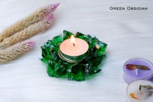 Green Obsidian Tea Light Holder