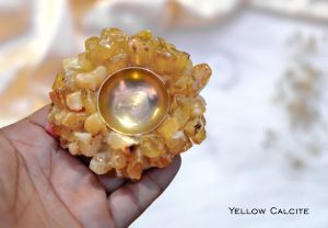 Yellow Calcite Tea Light Holder Diya