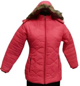 Nylon Red Ladies Winter Jacket
