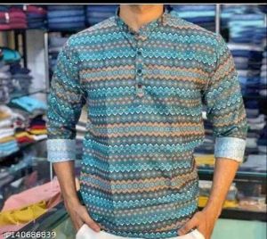 Mens Digital Printed Full Sleeves Kurta Shirt