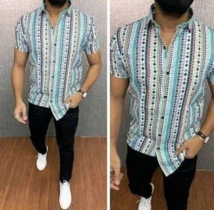 Mens Digital Printed Half Sleeve Shirt