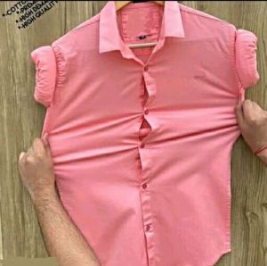 Mens Pink Plain Full Sleeves Shirt