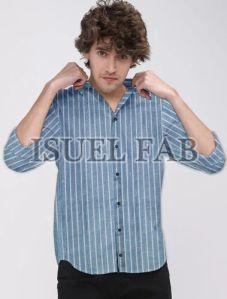 Mens Blue Striped Full Sleeves Shirt, Occasion (Style Type) : Party Wear, Casual Wear