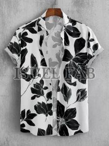 Mens Lycra Floral Print Half Sleeve Shirt