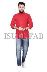 Mens Red Plain Full Sleeves Shirt, Occasion (Style Type) : Party Wear, Casual Wear