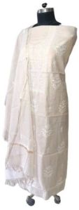 Cotton White Chikankari Unstitched Suit