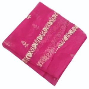 Net Pink Embroidered Casual Wear Dupatta