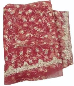 Red Georgette Bridal Embroidered Dupatta