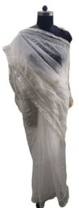 White Organza Chikan Saree