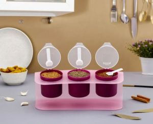 Plastic Spice Containers with Lids and Spoon