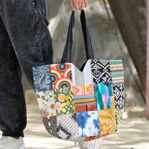 Multicolor Canvas Shopping Bag